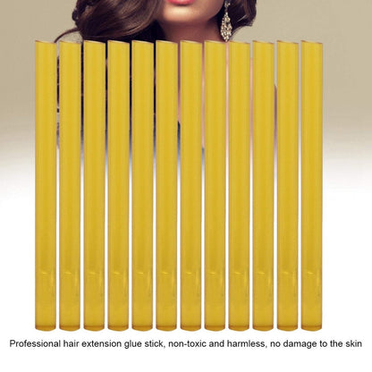 12Pcs Professional Hair Extensions Sticks - Yellow Hot Glue Adhesive for Wig & Hair Extension Application