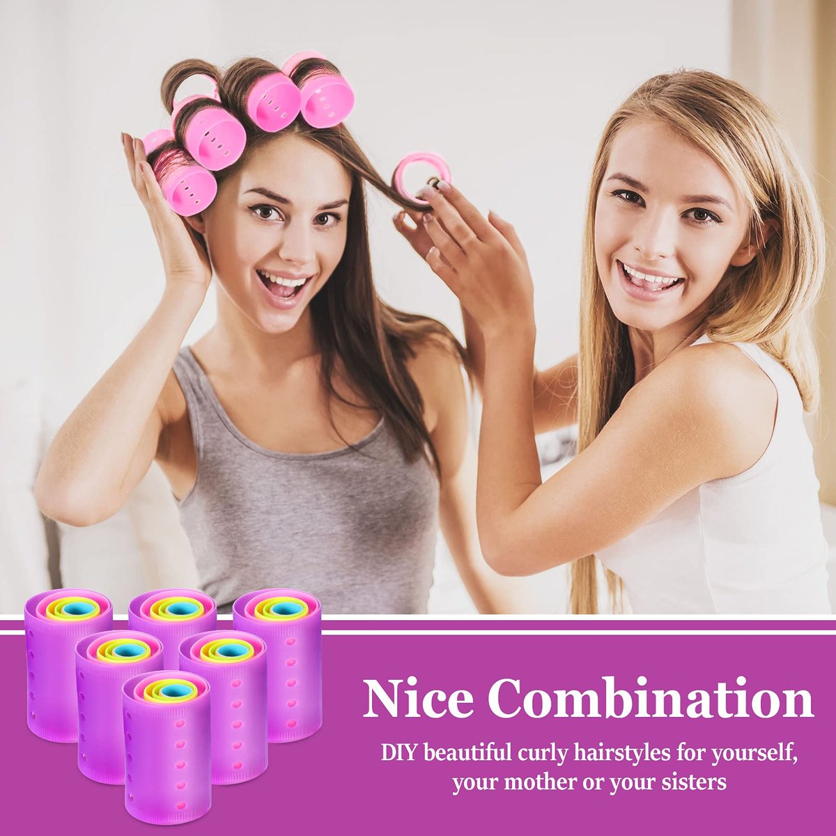 Chuangdi 141 Pcs Hair Rollers Set - Mixed Sizes Plastic Rollers with Pins, Clips & Comb for Long Short Hair Salon Curls Avelisse