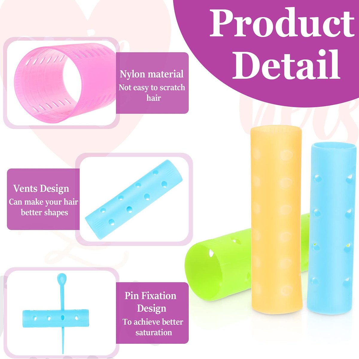 Chuangdi 141 Pcs Hair Rollers Set - Mixed Sizes Plastic Rollers with Pins, Clips & Comb for Long Short Hair Salon Curls Avelisse