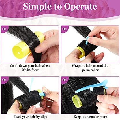 Chuangdi 141 Pcs Hair Rollers Set - Mixed Sizes Plastic Rollers with Pins, Clips & Comb for Long Short Hair Salon Curls Avelisse
