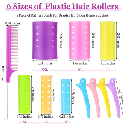 Chuangdi 141 Pcs Hair Rollers Set - Mixed Sizes Plastic Rollers with Pins, Clips & Comb for Long Short Hair Salon Curls Avelisse