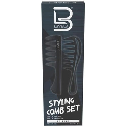 L3 Styling Comb Set - Professional Salon Look - Lightweight & Ergonomic - 2-Pack Black Combs