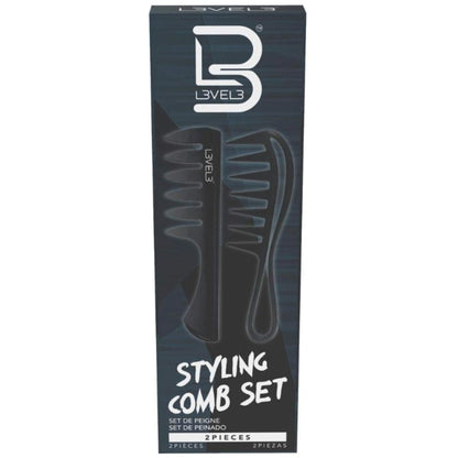 L3 Styling Comb Set - Professional Salon Look - Lightweight & Ergonomic - 2-Pack Black Combs