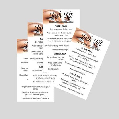 Lash Lift Aftercare Instruction Cards | 50 Pack | 2x3.5 inch Business Card Size | Blue Eye Photo Design | Matte Card Stock