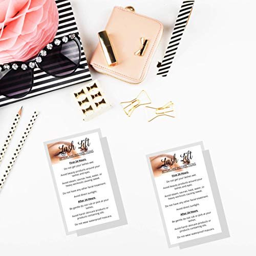 Lash Lift Aftercare Instruction Cards | 50 Pack | 2x3.5 inch Business Card Size | Blue Eye Photo Design | Matte Card Stock - görsel 16