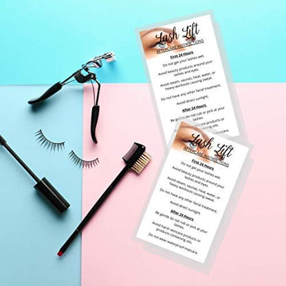 Lash Lift Aftercare Instruction Cards | 50 Pack | 2x3.5 inch Business Card Size | Blue Eye Photo Design | Matte Card Stock