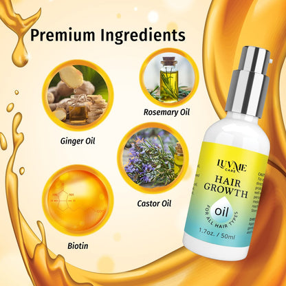 Luv Me Care Biotin Hair Growth Oil – Natural Serum for Thicker, Longer, Fuller Hair | Prevents Hair Loss & Thinning | Vitamin-Rich Treatment for Women & Men, All Hair Types (1.7 oz) Avelisse
