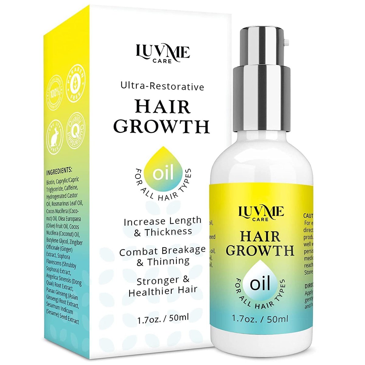 Luv Me Care Biotin Hair Growth Oil – Natural Serum for Thicker, Longer, Fuller Hair | Prevents Hair Loss & Thinning | Vitamin-Rich Treatment for Women & Men, All Hair Types (1.7 oz) Avelisse
