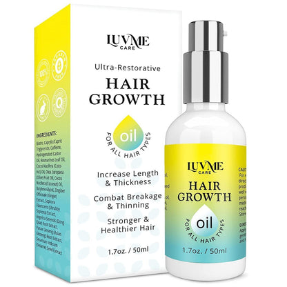 Luv Me Care Biotin Hair Growth Oil – Natural Serum for Thicker, Longer, Fuller Hair | Prevents Hair Loss & Thinning | Vitamin-Rich Treatment for Women & Men, All Hair Types (1.7 oz) Avelisse