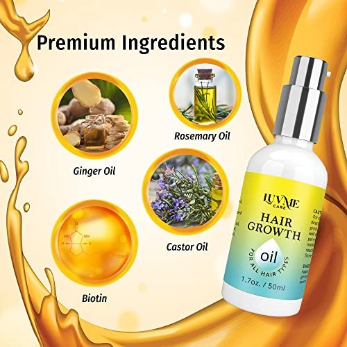 Luv Me Care Biotin Hair Growth Oil – Natural Serum for Thicker, Longer, Fuller Hair | Prevents Hair Loss & Thinning | Vitamin-Rich Treatment for Women & Men, All Hair Types (1.7 oz) Avelisse