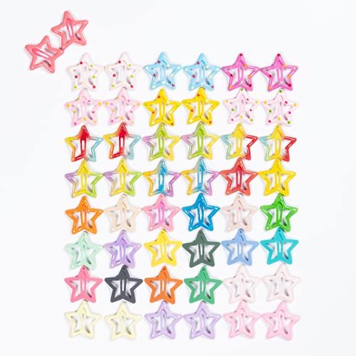 YAOKUA Star Hair Clips for Girls - 50 Pcs No Slip Metal Fashion Snap Hair Barrettes for Kids, Teens, Women - görsel 2