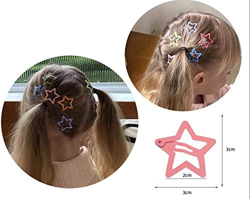 YAOKUA Star Hair Clips for Girls - 50 Pcs No Slip Metal Fashion Snap Hair Barrettes for Kids, Teens, Women - görsel 3