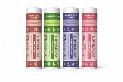 Soothing Touch Vegan Lip Balm (Pack of 4) - Lime & Rose Flavors