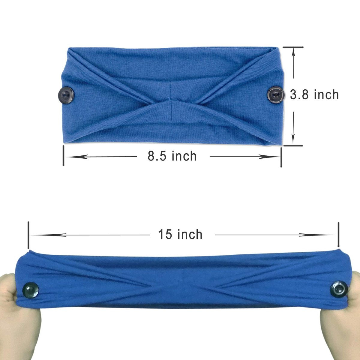 YONUF Headbands for Women with Buttons – Elastic Non Slip Yoga Hair Bands for Nurses, Doctors – 4 Pack - görsel 5