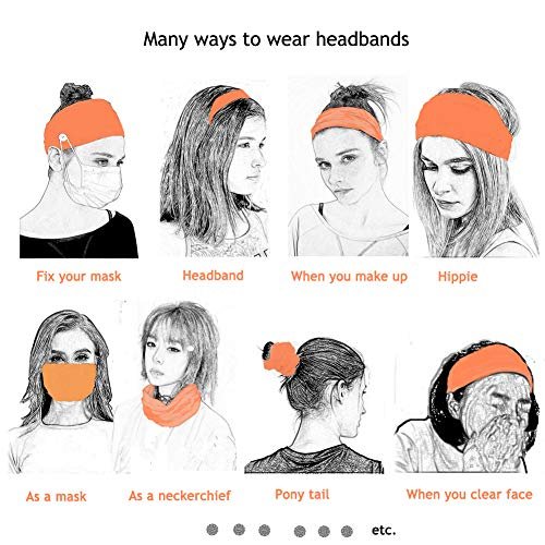 YONUF Headbands for Women with Buttons – Elastic Non Slip Yoga Hair Bands for Nurses, Doctors – 4 Pack - görsel 14