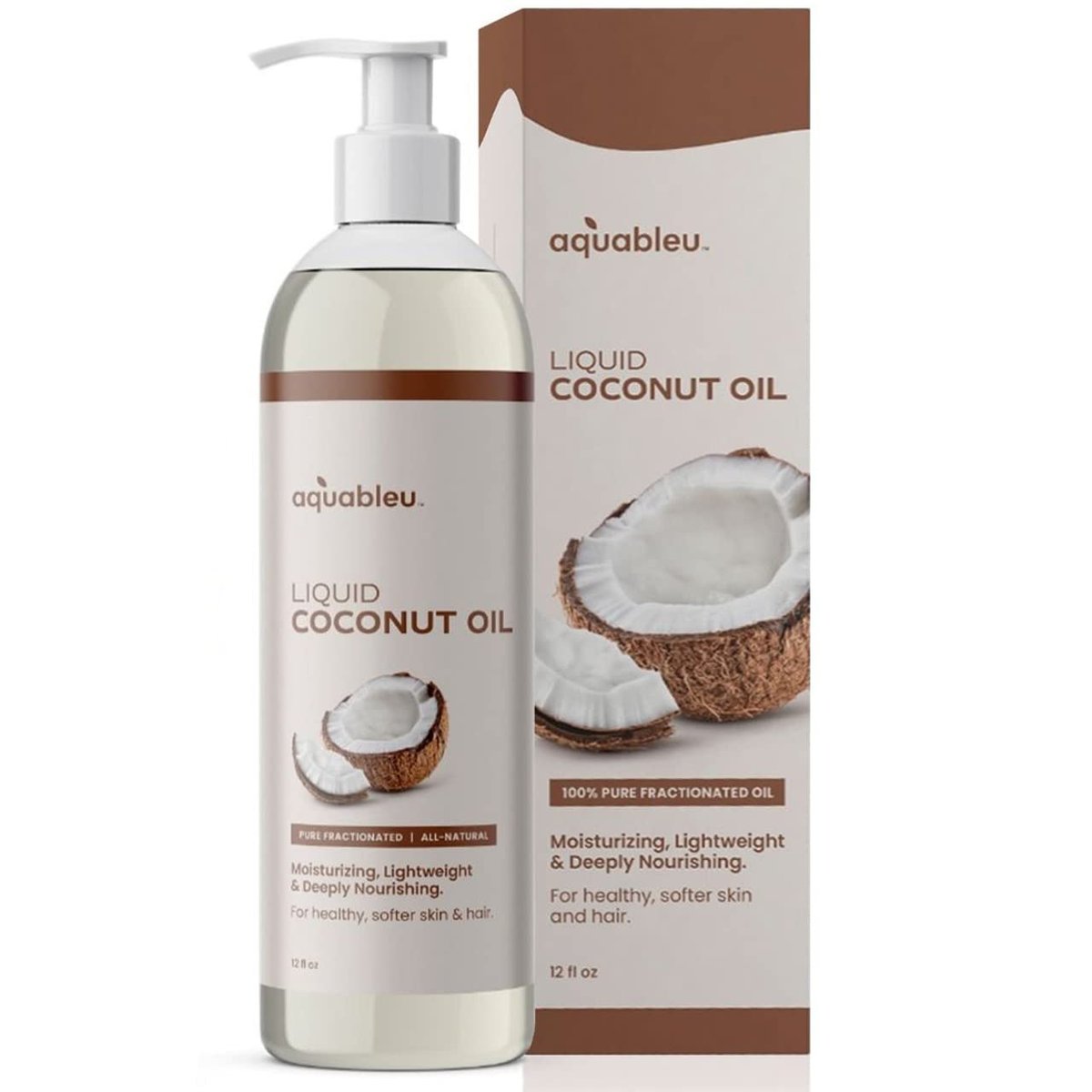 Aquableu Fractionated Liquid Coconut Oil - 100% Pure & All-Natural Moisturizer for Skin & Hair - Lightweight, Non-Greasy, Deeply Nourishing - 12 oz Avelisse