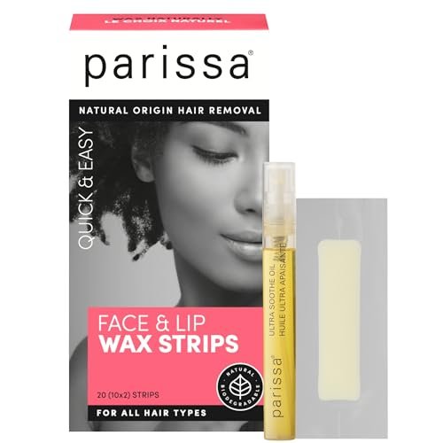 Parissa Natural Face & Lip Wax Strips | Gentle Hair Removal for Sensitive Skin | 20 Ready-to-Use Strips Avelisse
