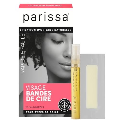 Parissa Natural Face & Lip Wax Strips | Gentle Hair Removal for Sensitive Skin | 20 Ready-to-Use Strips Avelisse
