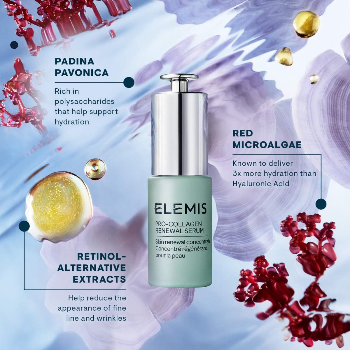 ELEMIS Pro-Collagen Renewal Serum 15ml - Gentle Retinol Alternative for Smoothing Fine Lines & Wrinkles Avelisse