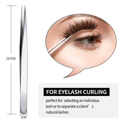 Mudde 3 Pcs Straight Pointed Tip Tweezers for Eyelash Extensions, Facial Hair, Blackhead Removal & Precision Eyebrow Grooming - Stainless Steel