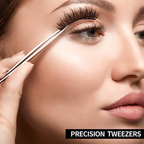 Mudde 3 Pcs Straight Pointed Tip Tweezers for Eyelash Extensions, Facial Hair, Blackhead Removal & Precision Eyebrow Grooming - Stainless Steel - görsel 6