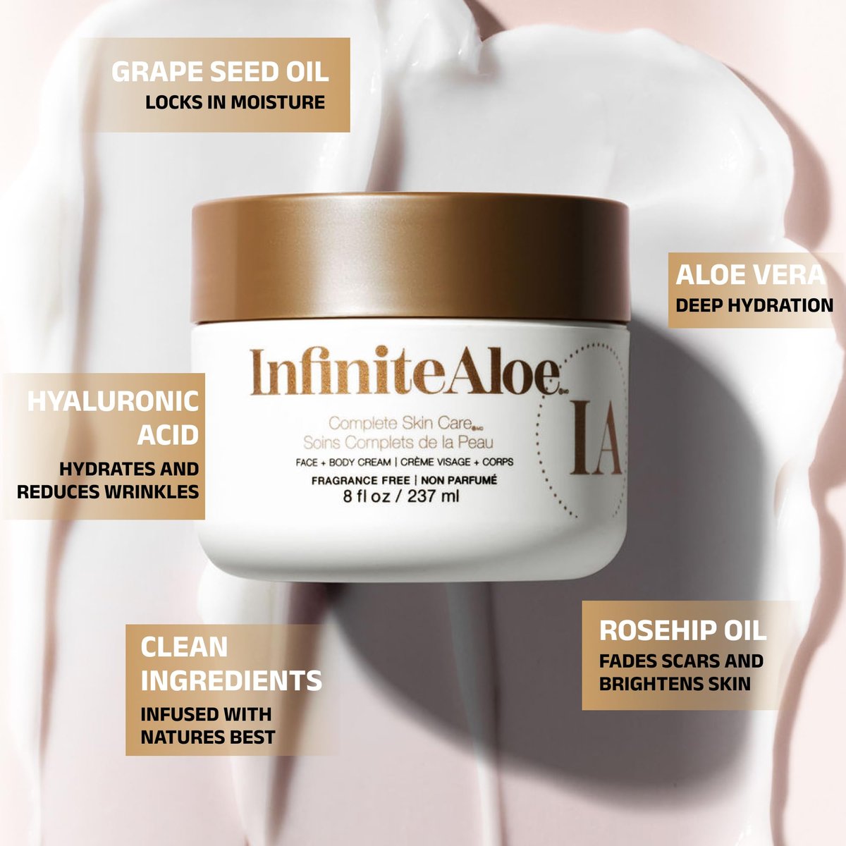 InfiniteAloe Complete Skin Care Aloe Vera Face and Body Cream for Dry Skin Relief - Fragrance Free, 2 oz - görsel 3