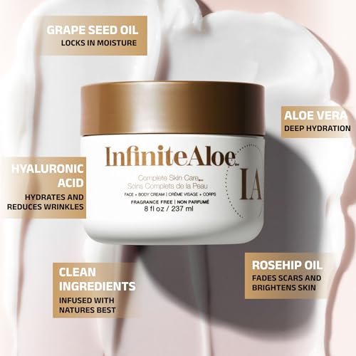 InfiniteAloe Complete Skin Care Aloe Vera Face and Body Cream for Dry Skin Relief - Fragrance Free, 2 oz - görsel 4