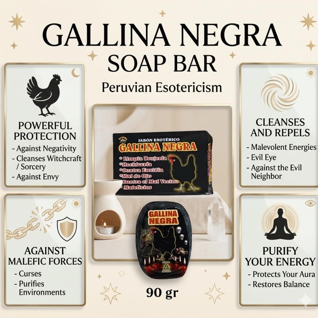 Jabon Gallina Negra (Pollo Negro) Bar Soap for Protection Against Evil Eye, Envy, Witchcraft and Negative Energy - 3.2oz/90gr - görsel 11