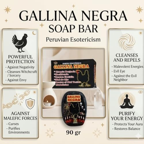 Jabon Gallina Negra (Pollo Negro) Bar Soap for Protection Against Evil Eye, Envy, Witchcraft and Negative Energy - 3.2oz/90gr - görsel 12
