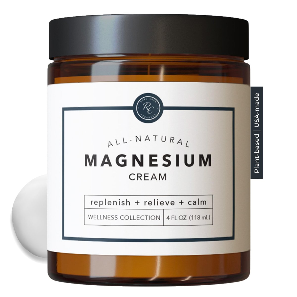 Rowe Casa Organics Natural Magnesium Cream with Raw Shea Butter and Pure Essential Oils – Hydrating & Nourishing Topical Magnesium Body Lotion for Skin Conditioning – 4 Fl Oz Avelisse