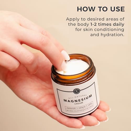 Rowe Casa Organics Natural Magnesium Cream with Raw Shea Butter and Pure Essential Oils – Hydrating & Nourishing Topical Magnesium Body Lotion for Skin Conditioning – 4 Fl Oz Avelisse