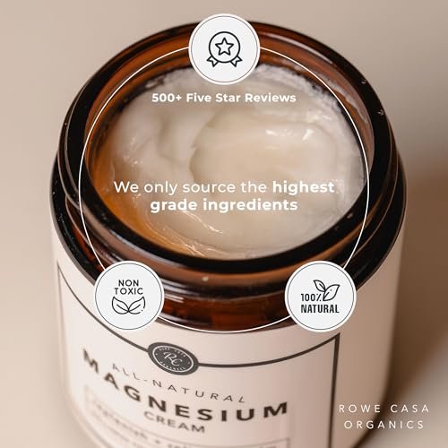 Rowe Casa Organics Natural Magnesium Cream with Raw Shea Butter and Pure Essential Oils – Hydrating & Nourishing Topical Magnesium Body Lotion for Skin Conditioning – 4 Fl Oz Avelisse