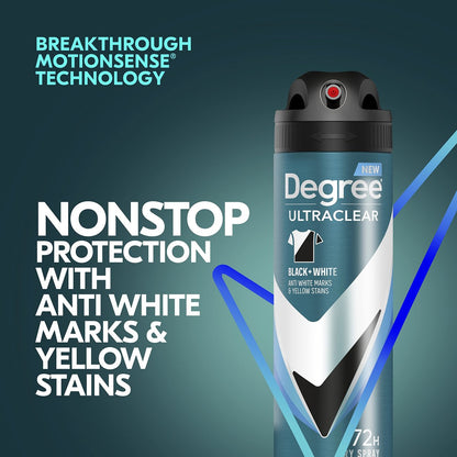 Degree Men Antiperspirant Spray Black + White 3 Count - Instantly Dry Spray Deodorant, 3.8 oz Each Avelisse