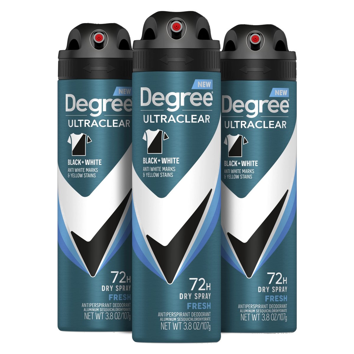 Degree Men Antiperspirant Spray Black + White 3 Count - Instantly Dry Spray Deodorant, 3.8 oz Each Avelisse