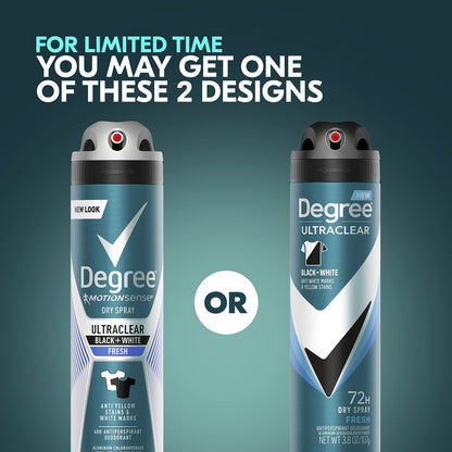 Degree Men Antiperspirant Spray Black + White 3 Count - Instantly Dry Spray Deodorant, 3.8 oz Each Avelisse