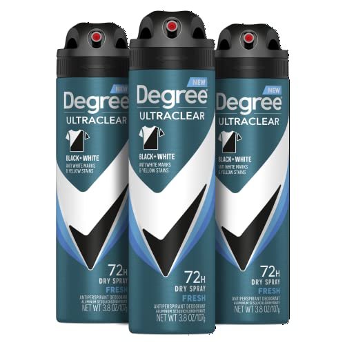 Degree Men Antiperspirant Spray Black + White 3 Count - Instantly Dry Spray Deodorant, 3.8 oz Each Avelisse