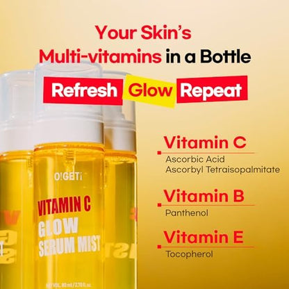 O!GETi Vitamin C Glow Serum Mist - Hydrating & Brightening Facial Mist with Jeju Green Tangerine & Niacinamide, Hypoallergenic Face Spray for Glowing Skin, 2.7 fl.oz Avelisse