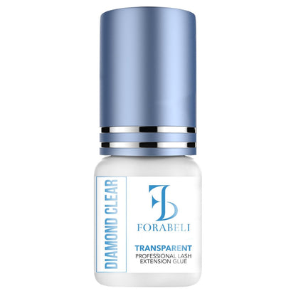 Forabeli Diamond Clear Eyelash Extension Glue – Transparent Lash Adhesive, 1-2 Second Fast Dry, 6 Weeks Retention, for Colored & Brown Lashes, 5ml Avelisse