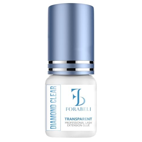 Forabeli Diamond Clear Eyelash Extension Glue – Transparent Lash Adhesive, 1-2 Second Fast Dry, 6 Weeks Retention, for Colored & Brown Lashes, 5ml Avelisse