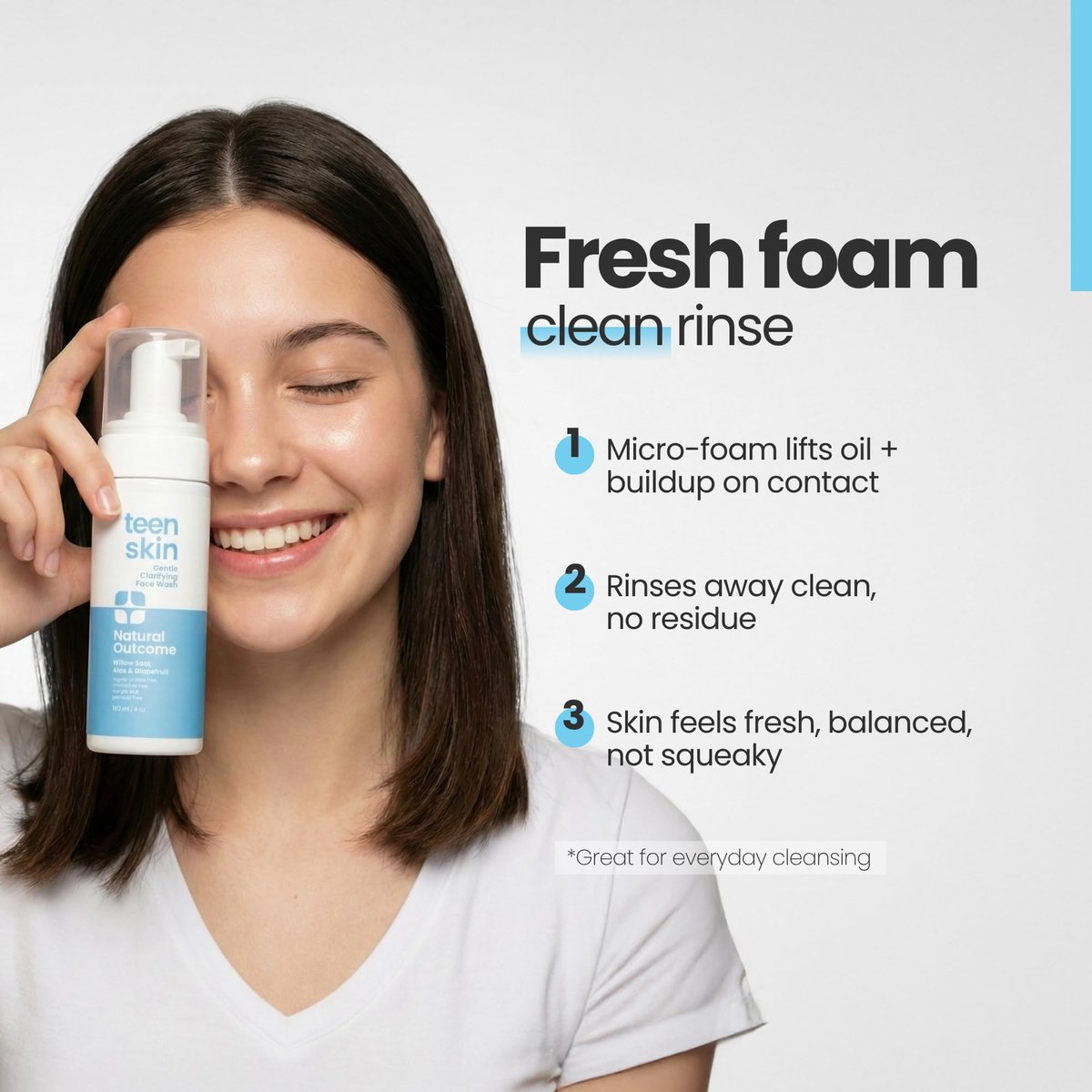 Gentle Foaming Teen Skin Face Wash – Natural Non-Toxic Acne Prevention for Teens, Preteens & Kids | 5 oz - görsel 15