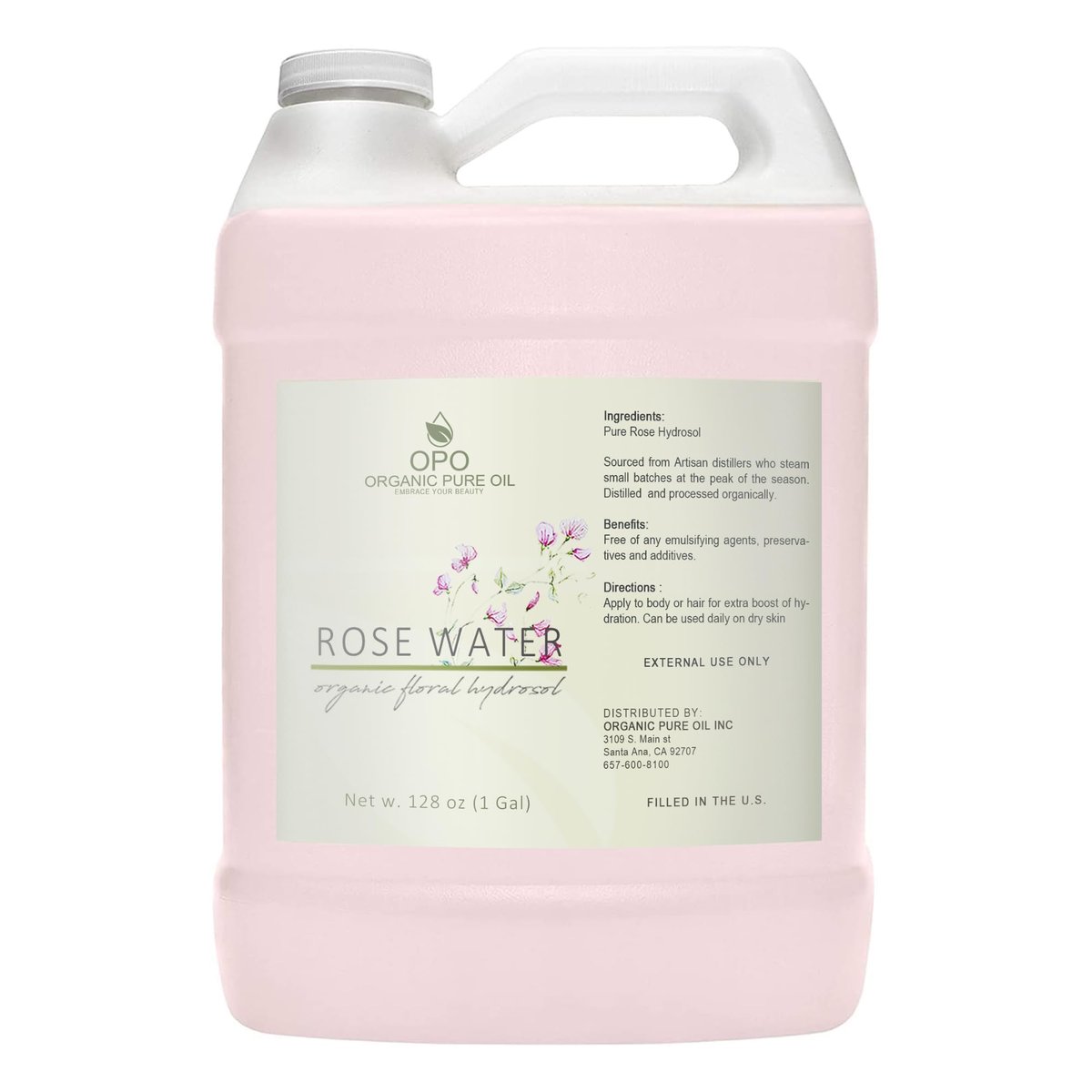 OPO Rose Hydrosol - 128 oz (1 Gallon) - Pure, Steam Distilled, All Natural, Non GMO, Alcohol Free Hydrating Toner & Facial Mist Avelisse