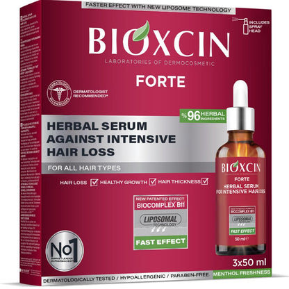 BIOXCIN Anti-Hair Loss Hair Growth Serum with Biotin & Keratin – Nourishing Scalp Treatment for Thinning, Weak & Damaged Hair – Stronger, Thicker, Fuller Hair – Daily Use for Men & Women – 3 x 50 ML