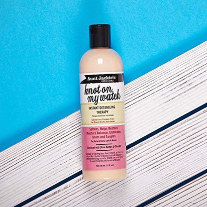 Aunt Jackie's Curls and Coils Knot On My Watch Instant Hair Detangling Therapy, 16 oz - Shea Butter Enriched for Natural Curls, Coils, and Waves