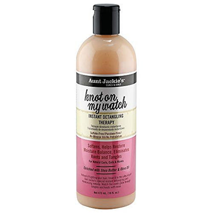 Aunt Jackie's Curls and Coils Knot On My Watch Instant Hair Detangling Therapy, 16 oz - Shea Butter Enriched for Natural Curls, Coils, and Waves