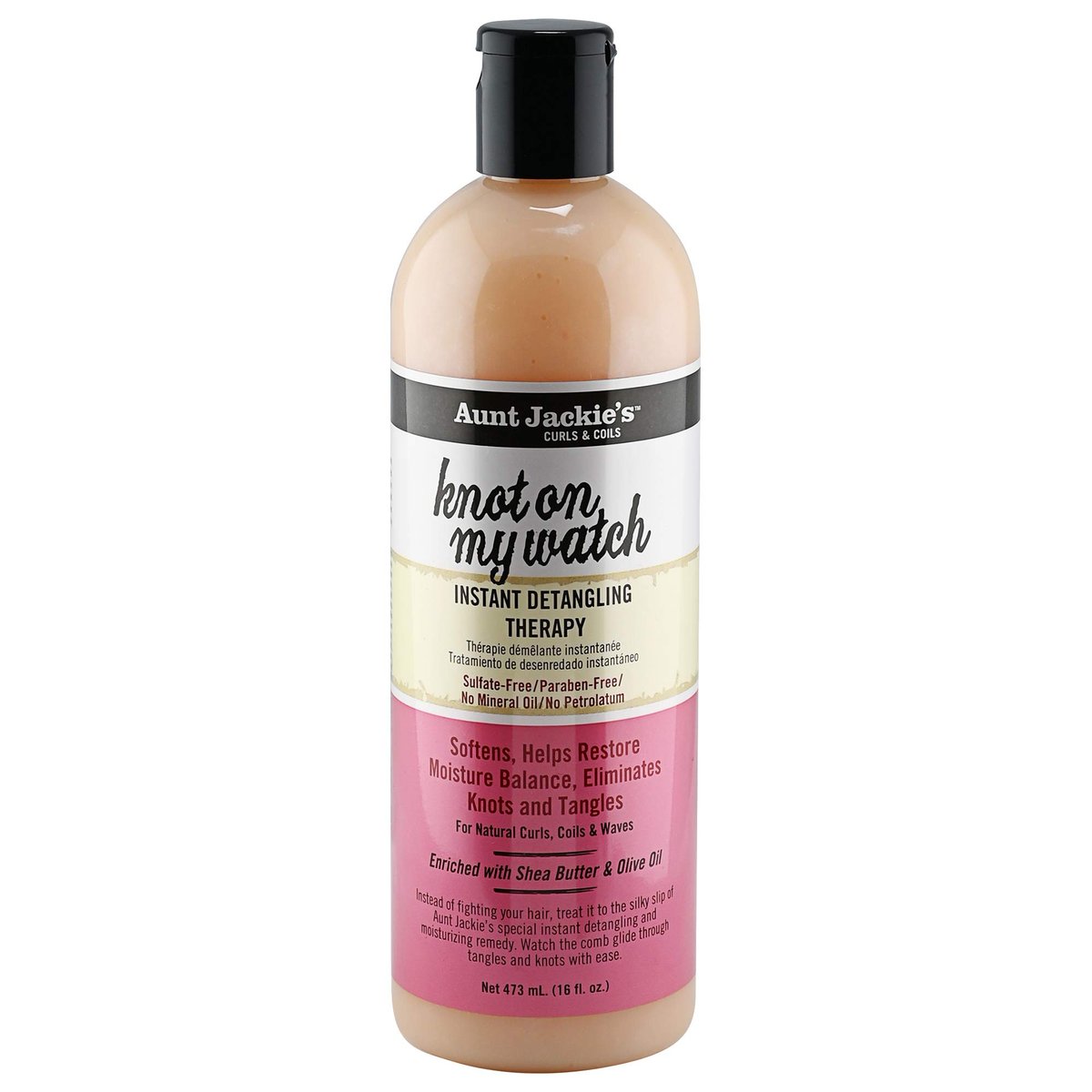 Aunt Jackie's Curls and Coils Knot On My Watch Instant Hair Detangling Therapy, 16 oz - Shea Butter Enriched for Natural Curls, Coils, and Waves - görsel 1