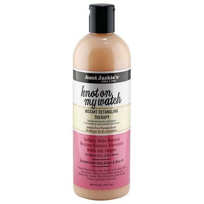 Aunt Jackie's Curls and Coils Knot On My Watch Instant Hair Detangling Therapy, 16 oz - Shea Butter Enriched for Natural Curls, Coils, and Waves