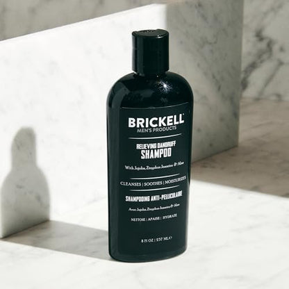 Brickell Men's Relieving Dandruff Shampoo for Men - Natural & Organic, Soothes and Eliminates Dandruff with Ziziphus Joazeiro, Aloe and Jojoba Oil (8 oz)