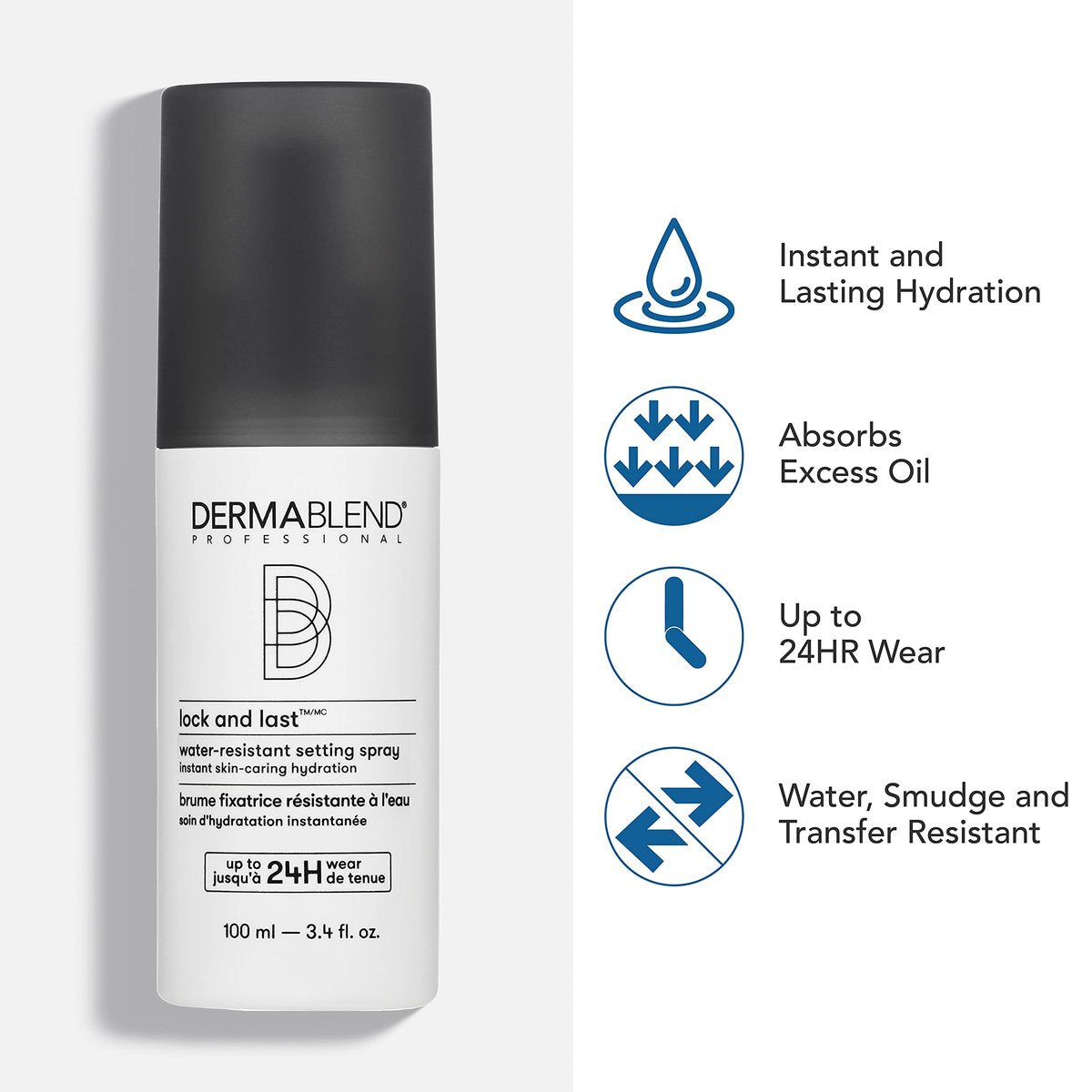 Dermablend Lock and Last Water-Resistant Setting Spray - Lightweight Natural Finish with Witch Hazel, 3.4 Fl Oz Avelisse