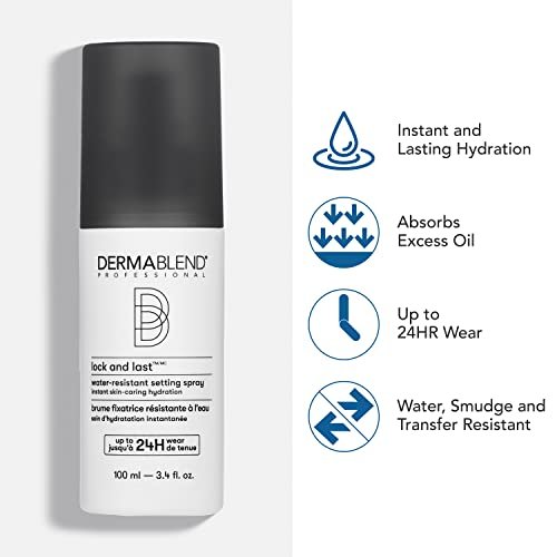 Dermablend Lock and Last Water-Resistant Setting Spray - Lightweight Natural Finish with Witch Hazel, 3.4 Fl Oz Avelisse