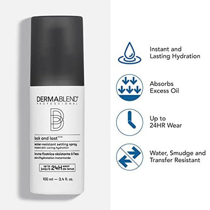 Dermablend Lock and Last Water-Resistant Setting Spray - Lightweight Natural Finish with Witch Hazel, 3.4 Fl Oz Avelisse